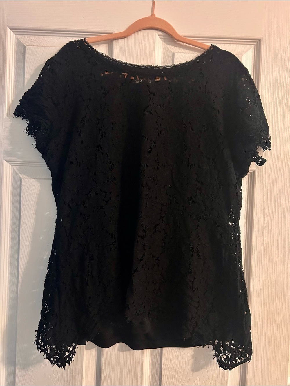 Isaac Mizrahi Black Lace Short-Sleeve Blouse